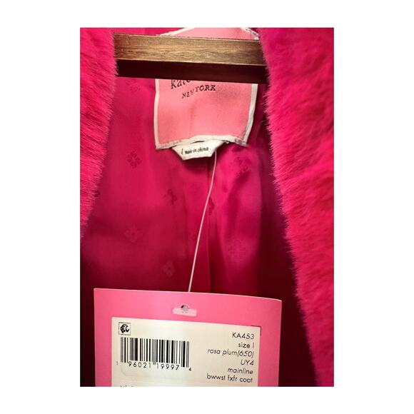 Kate Spade Fuchsia Faux Fur Bow Belted Coat | Burning Man Festival Jacket - Picture 7 of 10